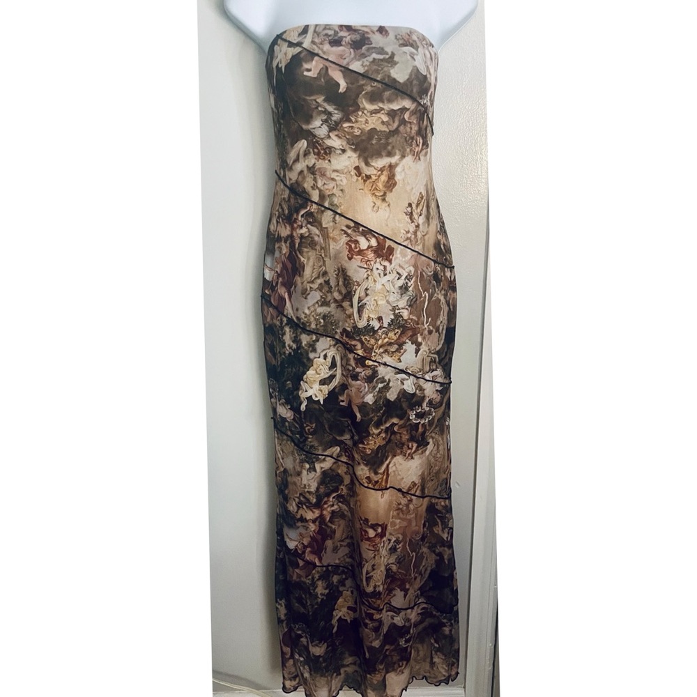 Fashion Nova Artistic Print Strapless Dress